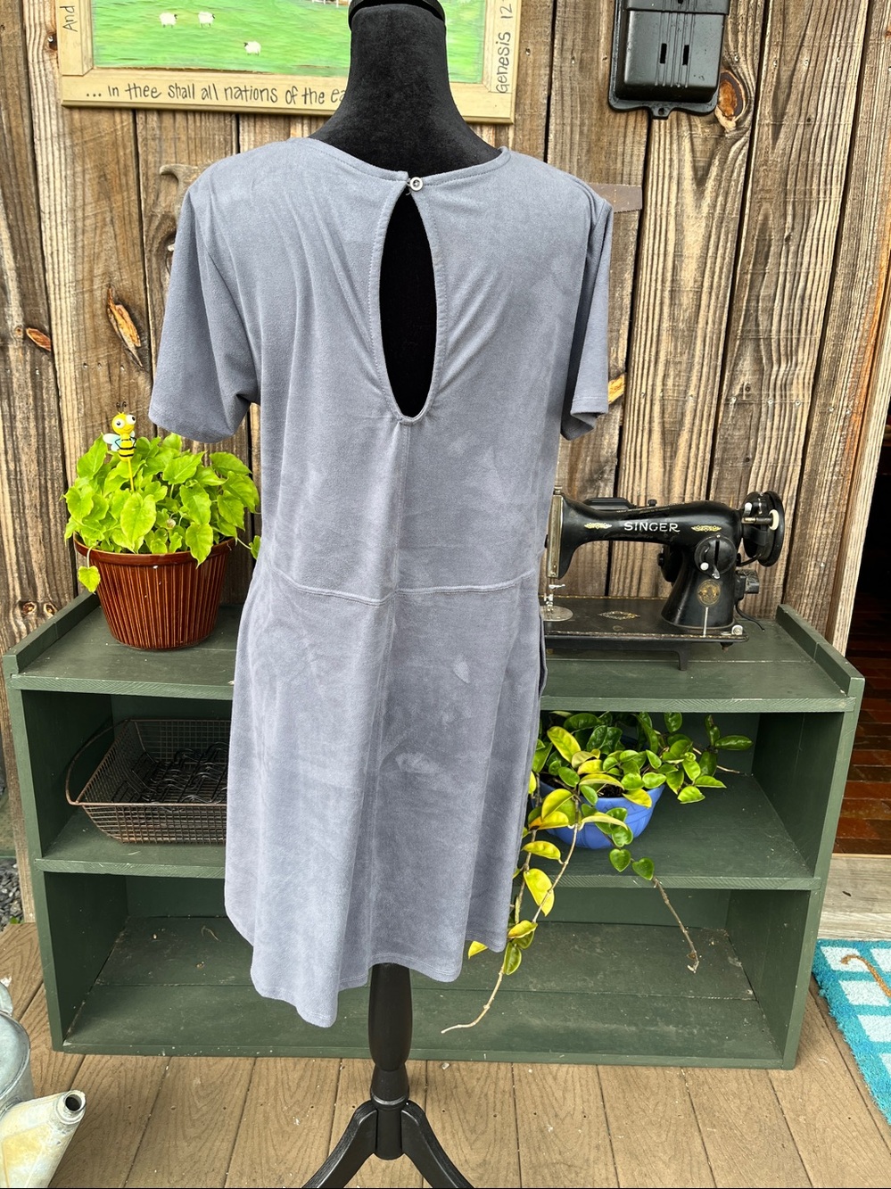 altar’d state M Blue gray mini dress with pockets 2170 - Picture 2 of 4